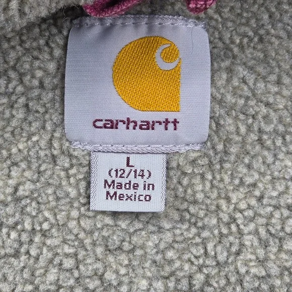 Carhartt WJ141 648 Sherpa Lined Hooded Jacket Raspberry Pink Womens Large 12/14 - Picture 7 of 14